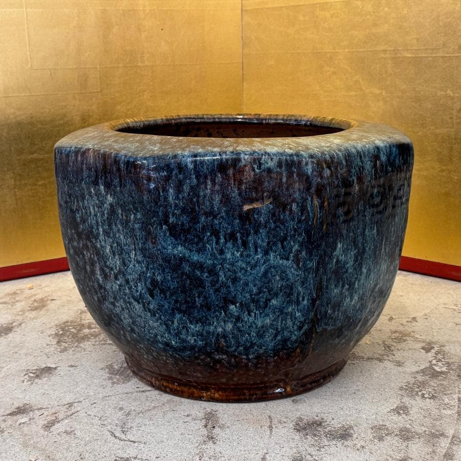 青海鼠釉 火鉢 瓶掛 手炙り施釉陶 なまこ 幅38cm 睡蓮鉢 金魚鉢 メダカ入