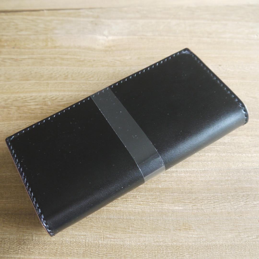 【ウーロン様】ヌメ革　栃木レザー　サドルレザー　ロングウォレット　二つ折り　黒