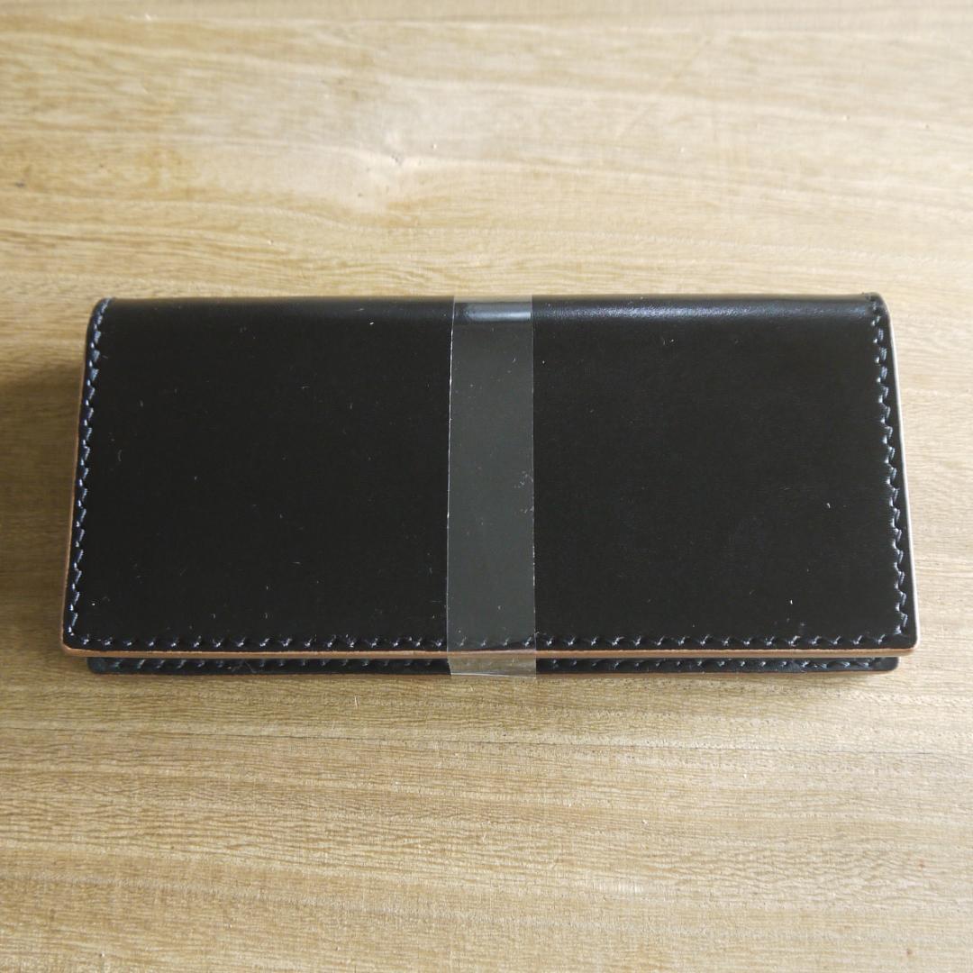 【ウーロン様】ヌメ革　栃木レザー　サドルレザー　ロングウォレット　二つ折り　黒