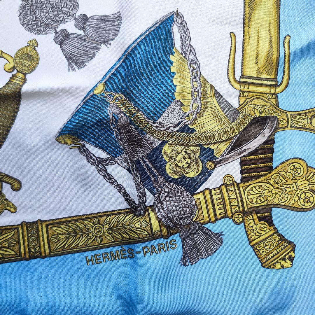 【未使用級】エルメス カレ90 GRAND UNIFORME 壮大な制服 ブルー