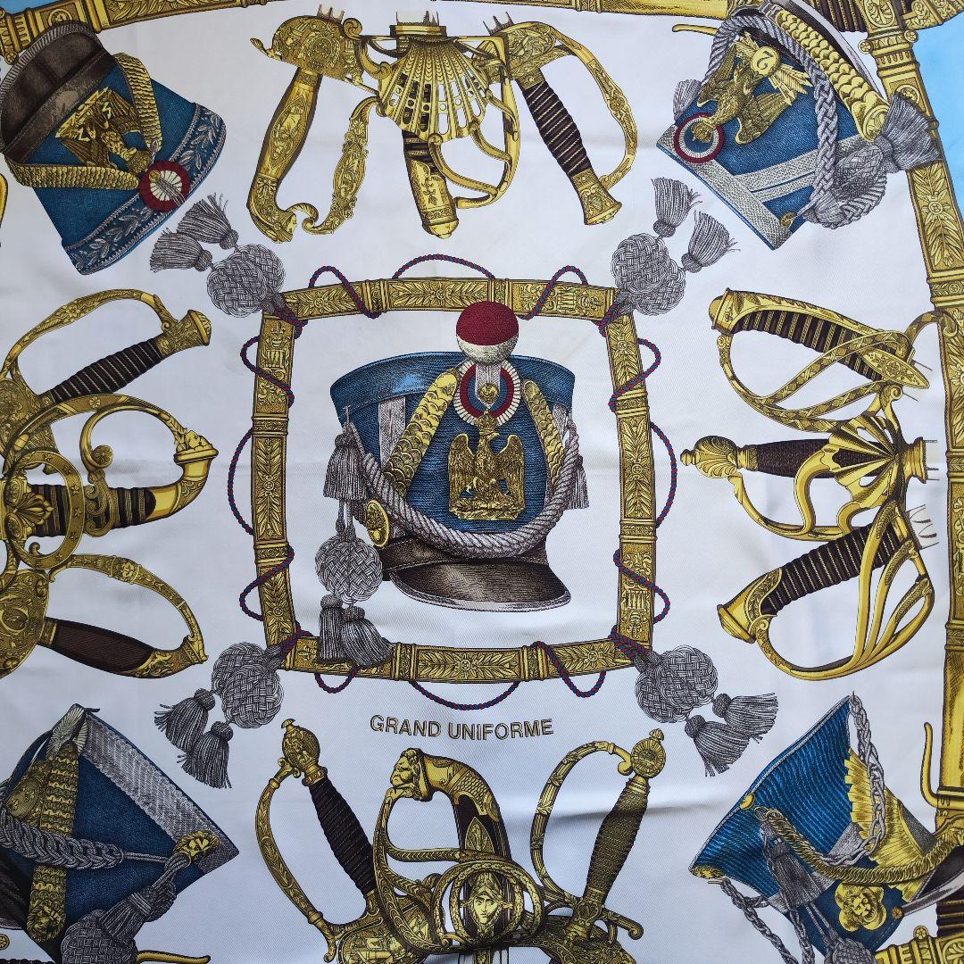 【未使用級】エルメス カレ90 GRAND UNIFORME 壮大な制服 ブルー