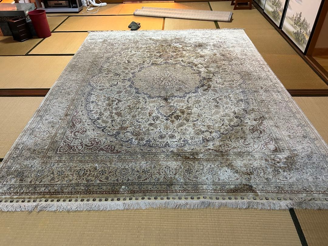 ペルシア絨毯　シルク　難あり