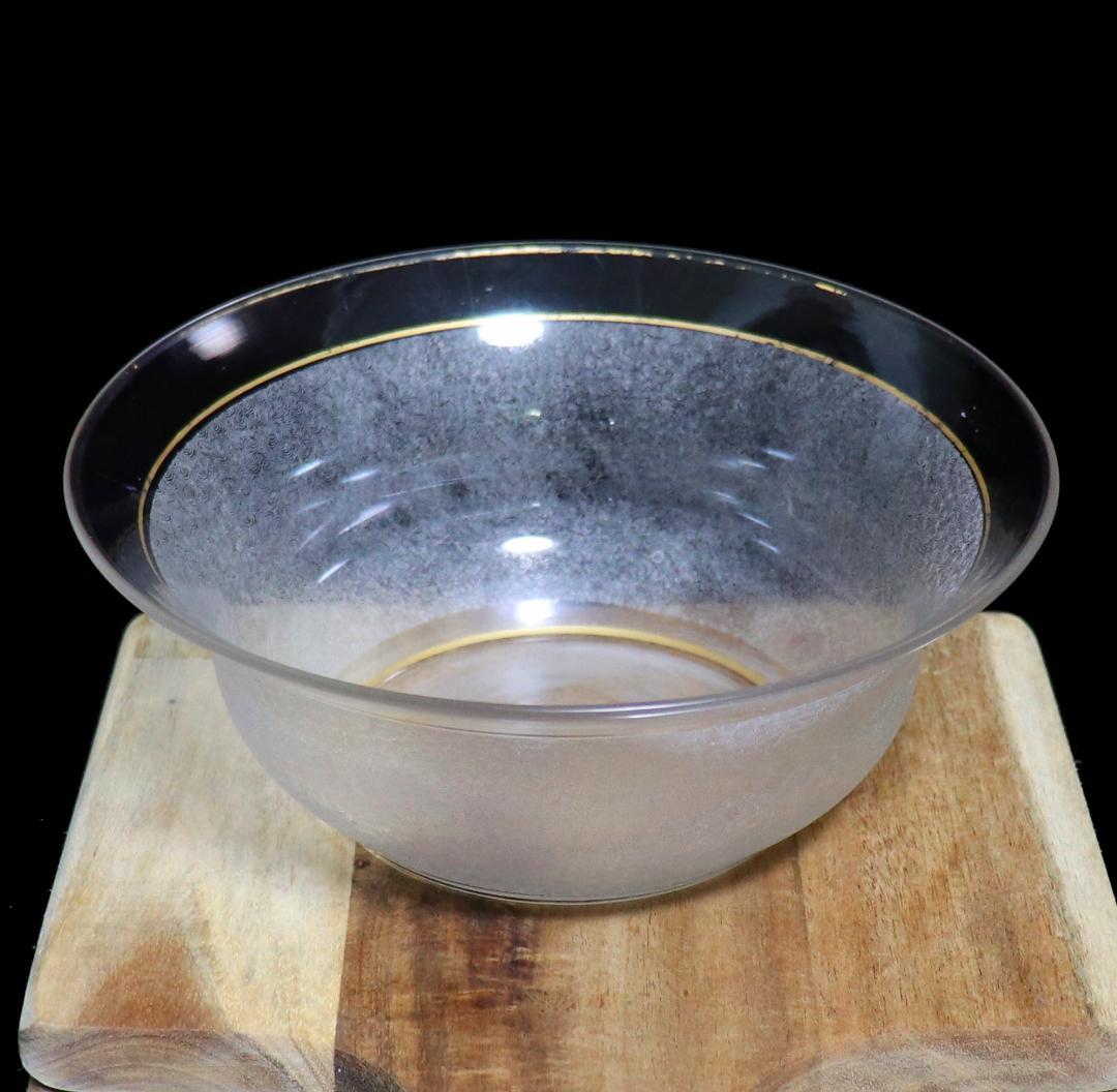 オールド・バカラ 春海商店特注 青海波模様 金彩大型 硝子抹茶碗 鉢 茶懐石道具