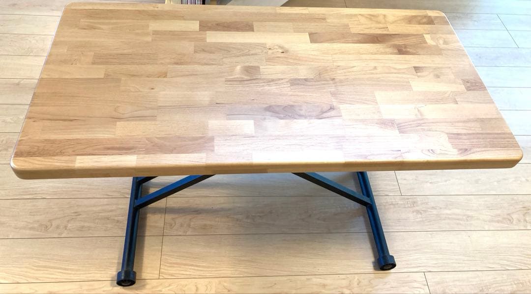 昇降式テーブル リフトテーブル ガス圧 無段階調節 （ライトブラウン）