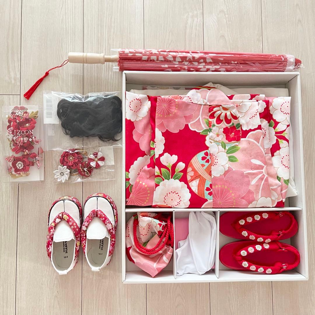 極美品❣️総額37000 京都花ひめ 七五三着物 3歳　女の子　小物付き被布セット