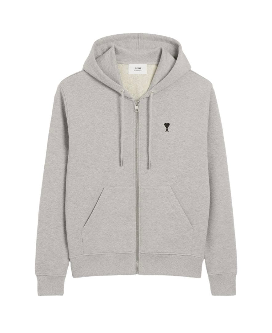 AMI PARIS (アミパリス) ワンポイントロゴフルジップ パーカー グレー
