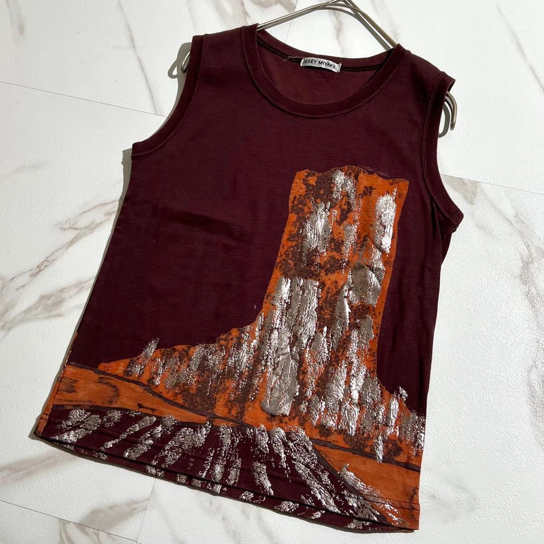 入手困難✨ イッセイミヤケ ノースリーブ タンクトップ プリント メンズ