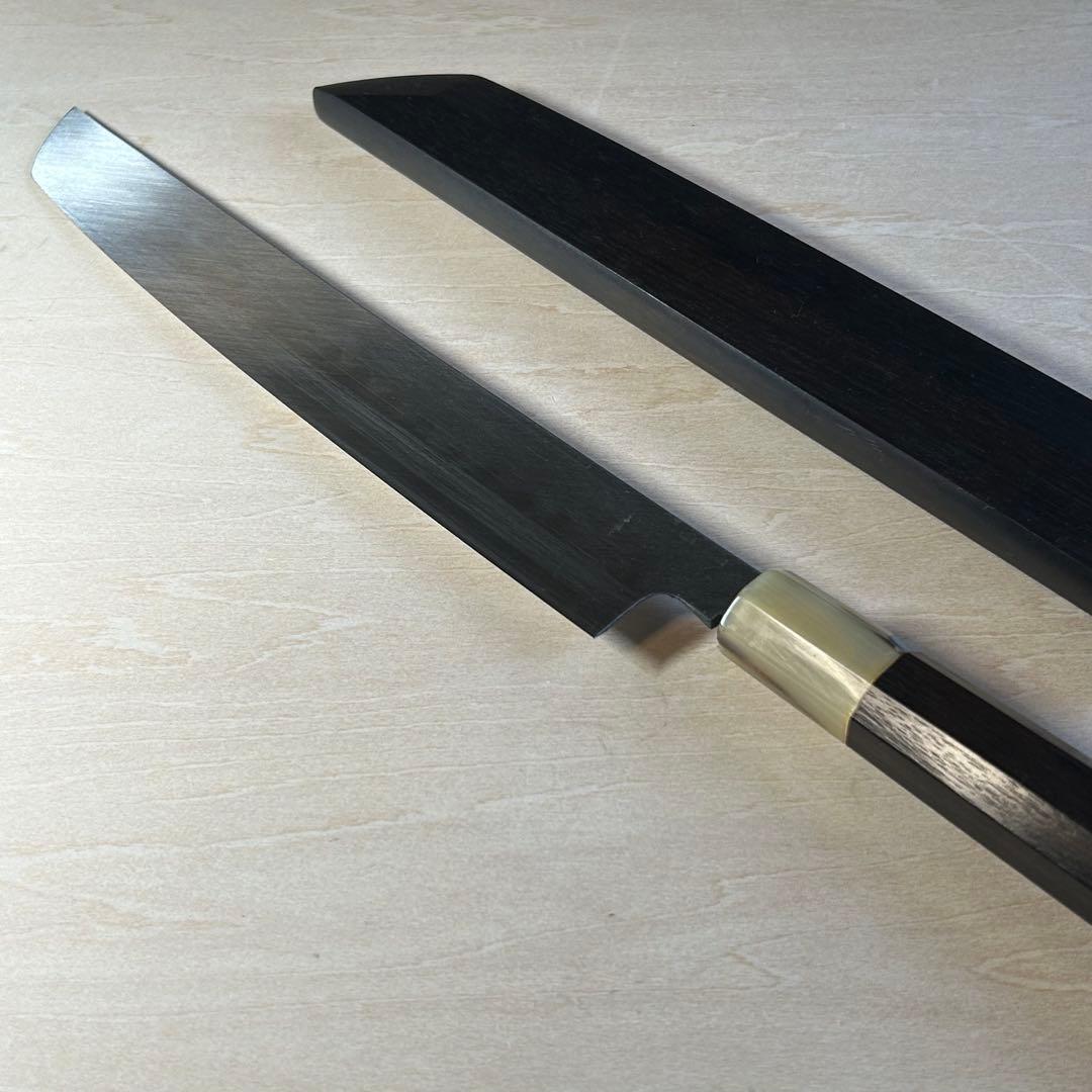 包丁 柳刃包丁 切付 職人 プロ用 波紋 正国作 使用未使用 本鍛錬 黒檀