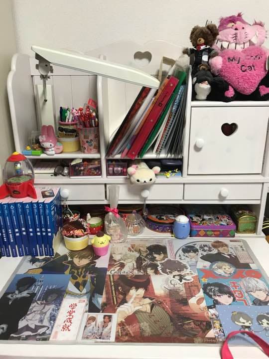 学習机 ホワイト ハート窓あり！3点