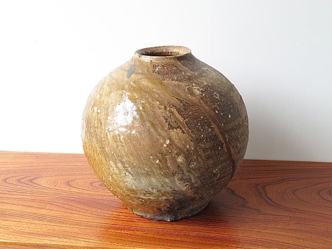 【値下】青娥窯　松元洋一作④　『自然釉壺』　穴窯焼成
