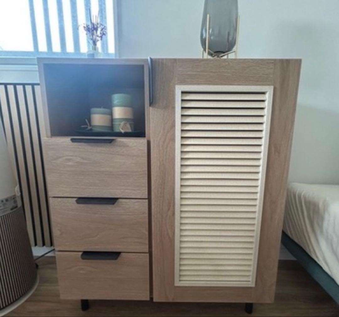 都内お引き取り可能⭐︎ライトウッド スラットデザイン キャビネット