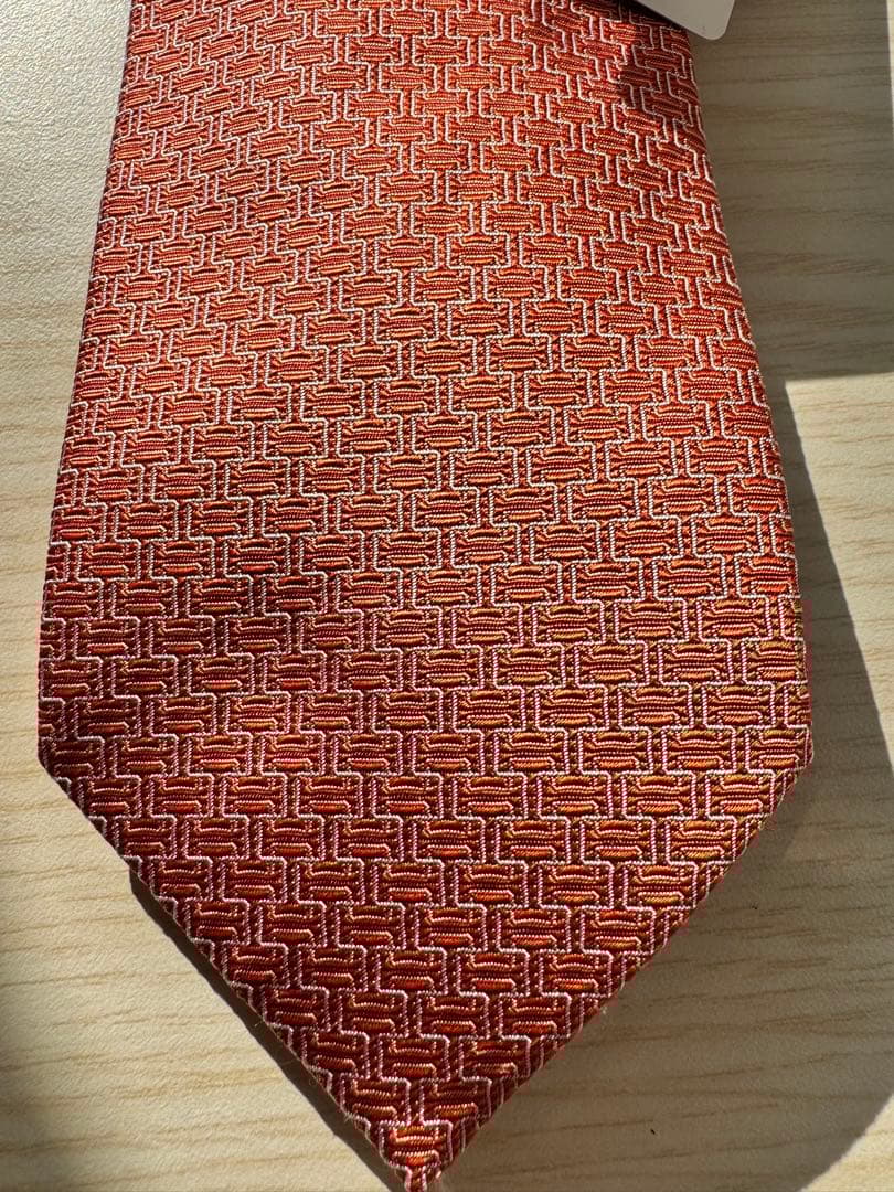 HERMES★シルク ネクタイ オレンジ系