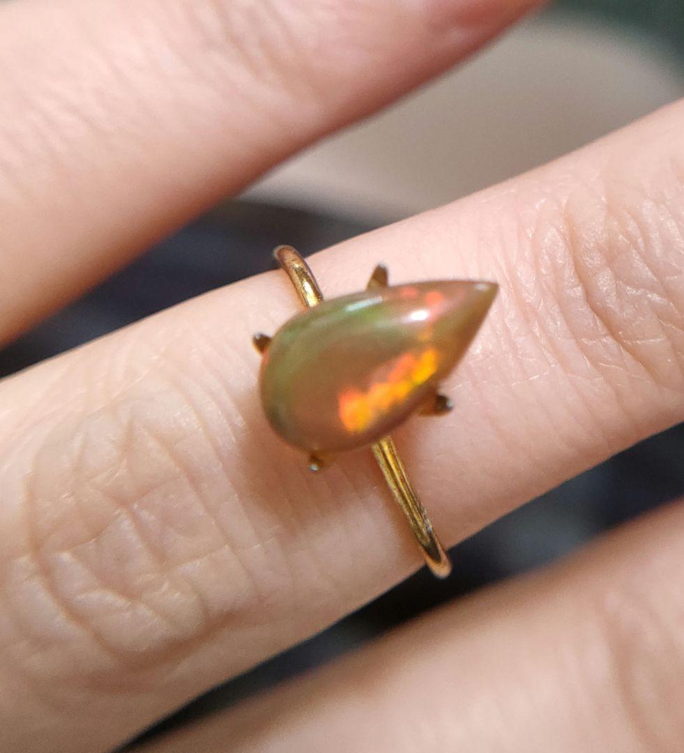 一点物　セミブラックオパールのリング　天然石リング