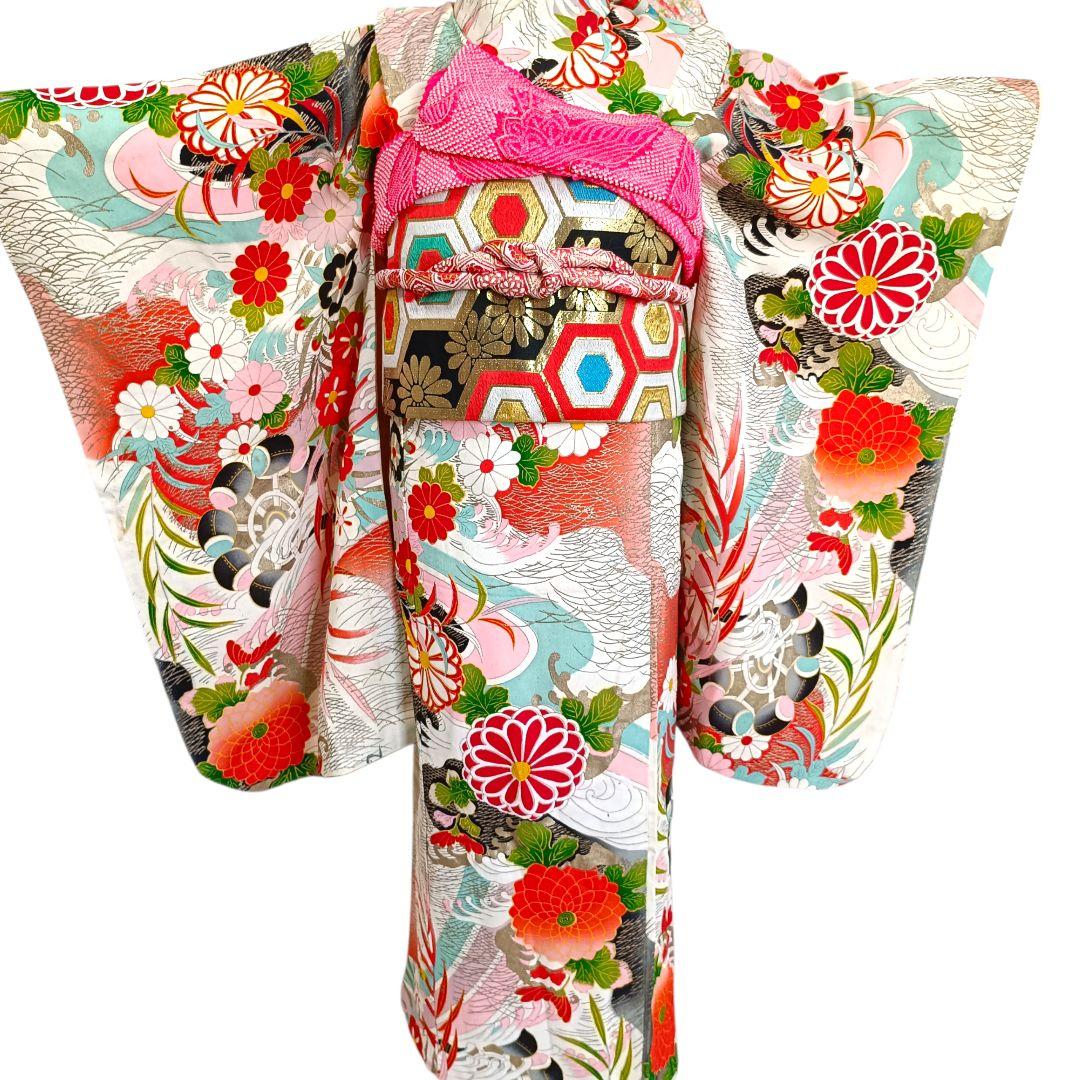 アンティーク白の着物と作り帯