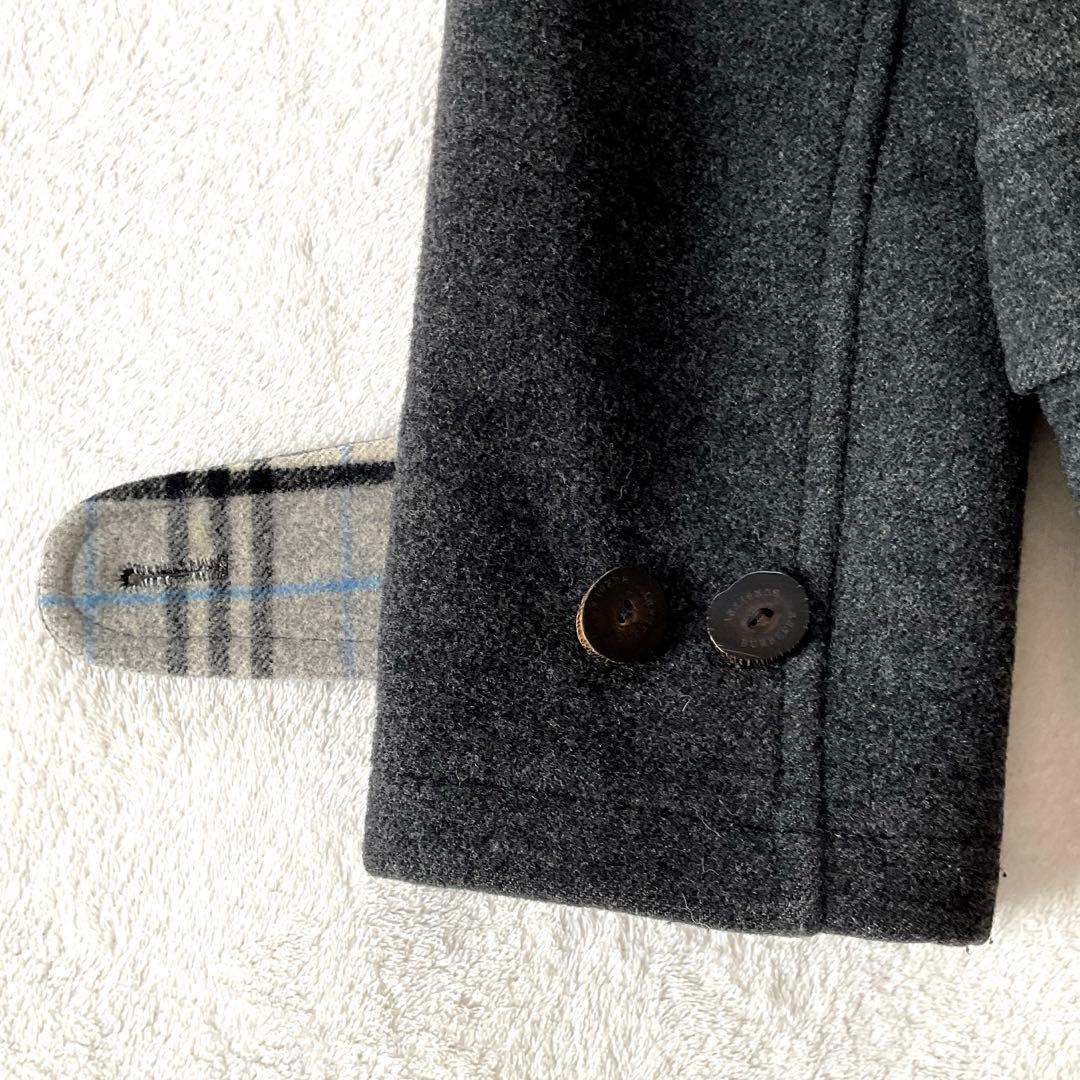【美品】バーバリーロンドン ダッフルコート ブルーノバチェック チャコールグレー