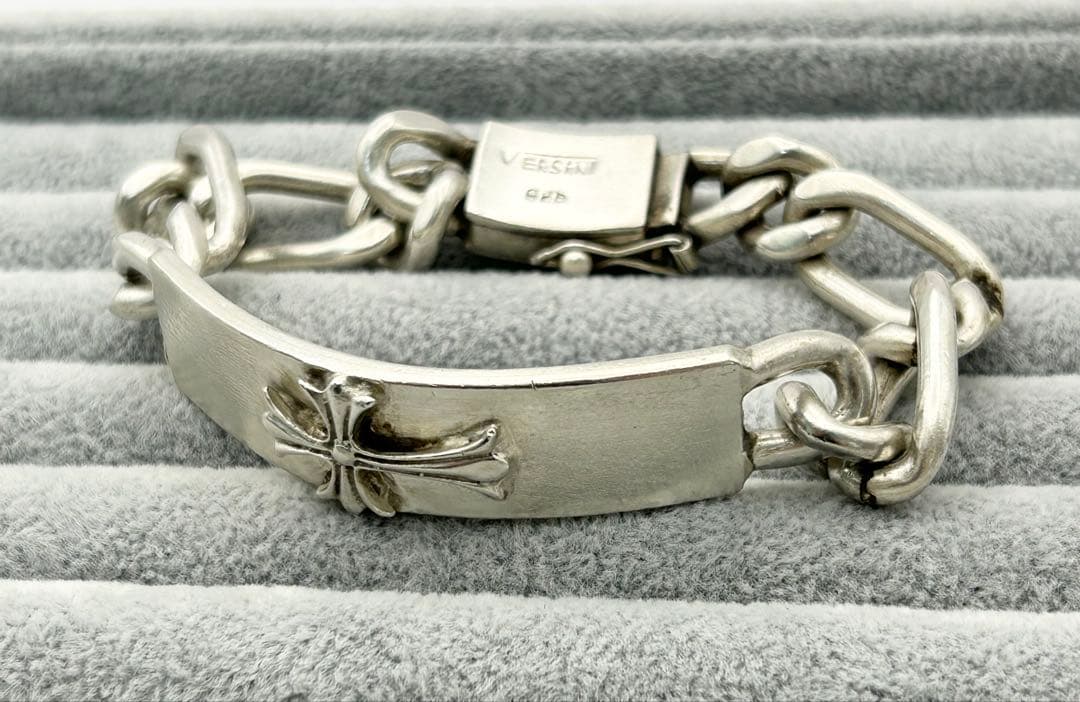 VERSANI ベルサーニ 925シルバー クロス IDブレスレット 喜平 極太