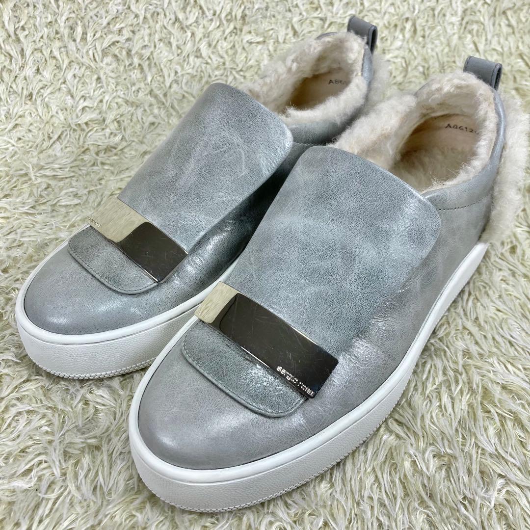 『美品』セルジオロッシ SR1 スリッポン 厚底 スニーカー ボア レザー