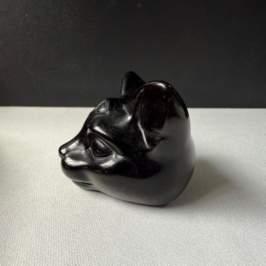 【❣️❣️❣️Aceth❤❤❤】天然石オブシデイアンの猫　NO.020605