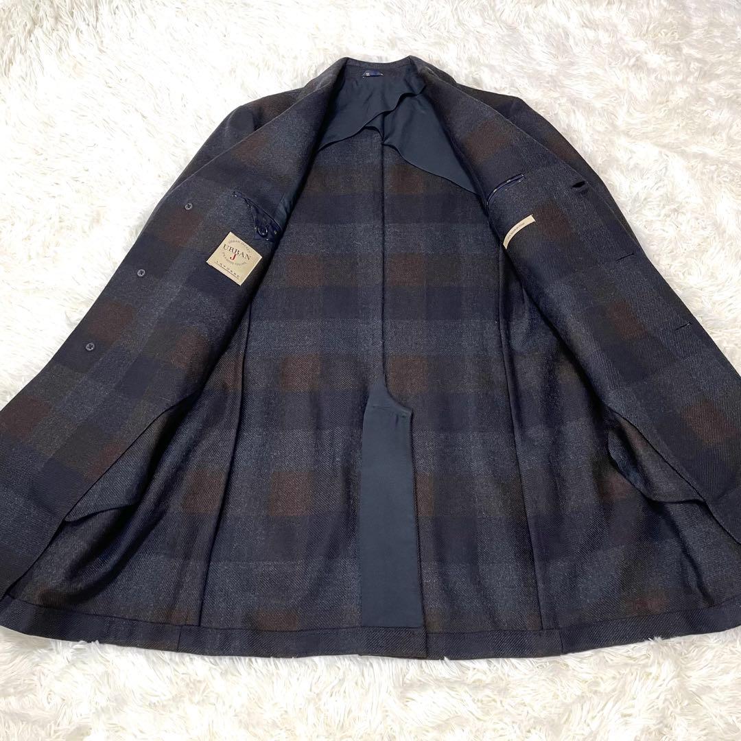 美品 LATORRE URBANJ 伊製 チェックウール チェスターコート 48