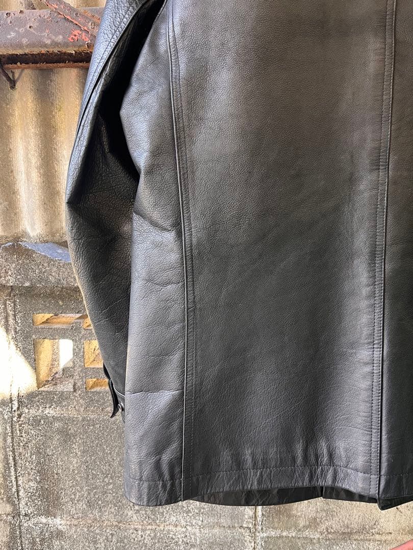 SHIPSシップス　バッファローレザーカーコートMブラック