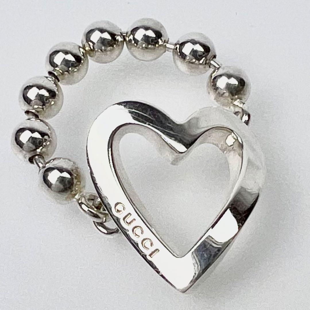 GUCCI グッチ ハート ボールチェーン リング 指輪 10号 シルバー