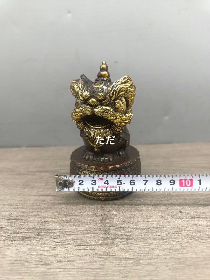 銅製 ライオンマスコット茶台リビング 玄関 デスク 装飾品 工芸品 置物