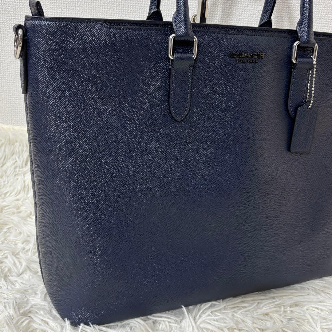 【美品】 COACH ベケット サファイアーノレザー トートバッグ ネイビー