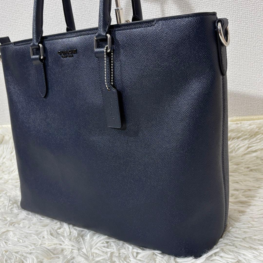 【美品】 COACH ベケット サファイアーノレザー トートバッグ ネイビー