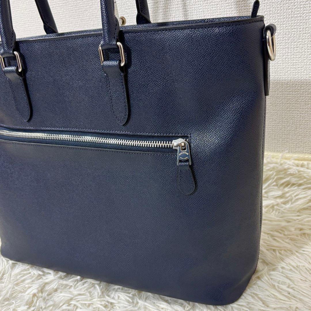 【美品】 COACH ベケット サファイアーノレザー トートバッグ ネイビー
