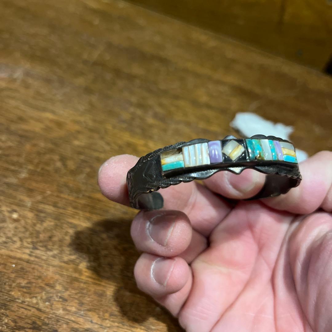 ヴィンテージスターリングシルバー　ズニ族 バングル