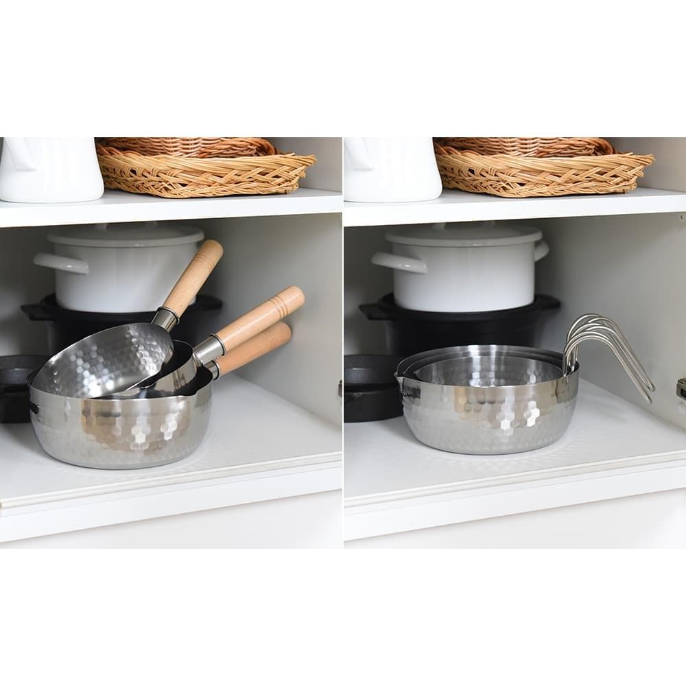 取っ手も便利な雪平鍋　マルチポットタイプ 16cm&18cm 2個セット