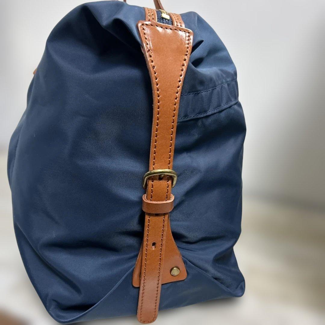 HALEINE アレンヌ　ボストンバッグ　ネイビー部分ヌメ革ユニセックス　美品