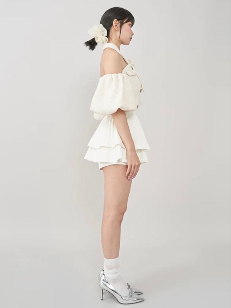 Darich ホルターネックオフショルツイードトップス ホワイト サイズF