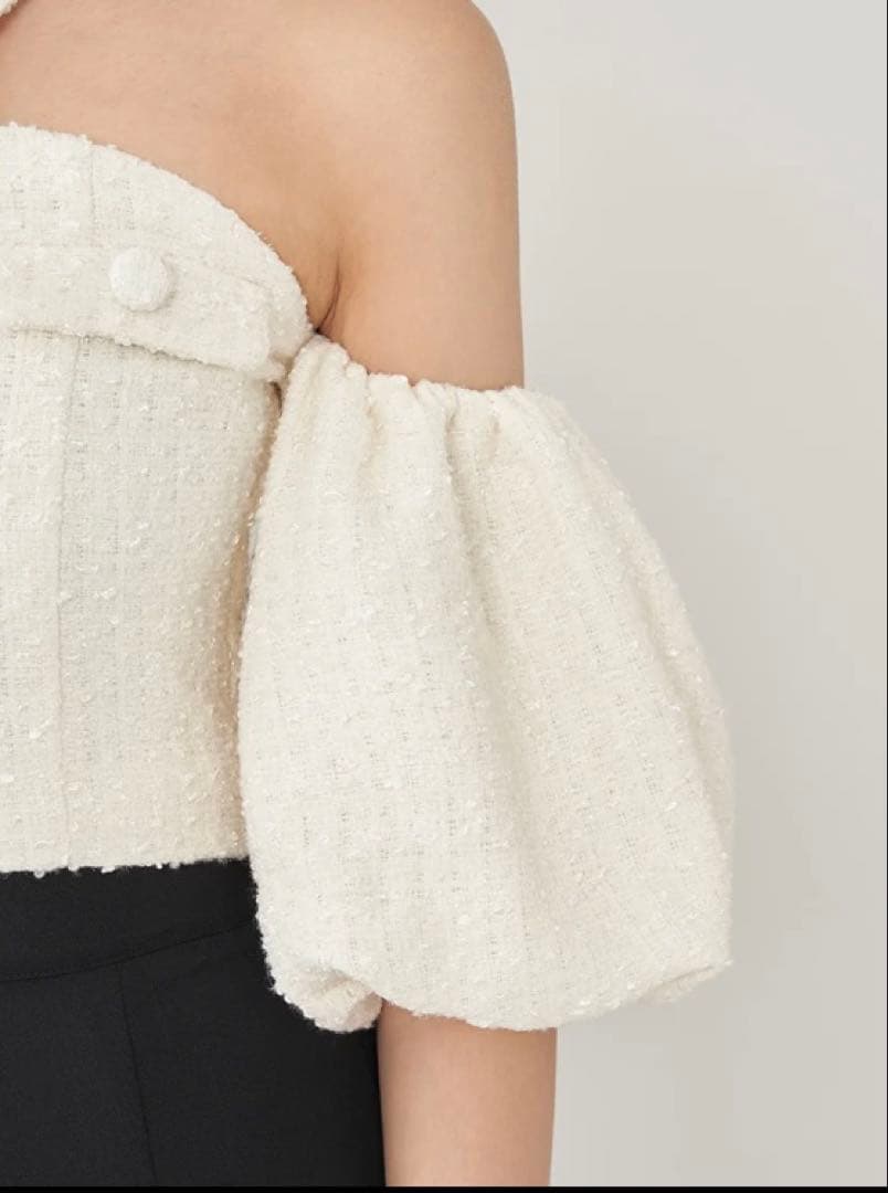 Darich ホルターネックオフショルツイードトップス ホワイト サイズF