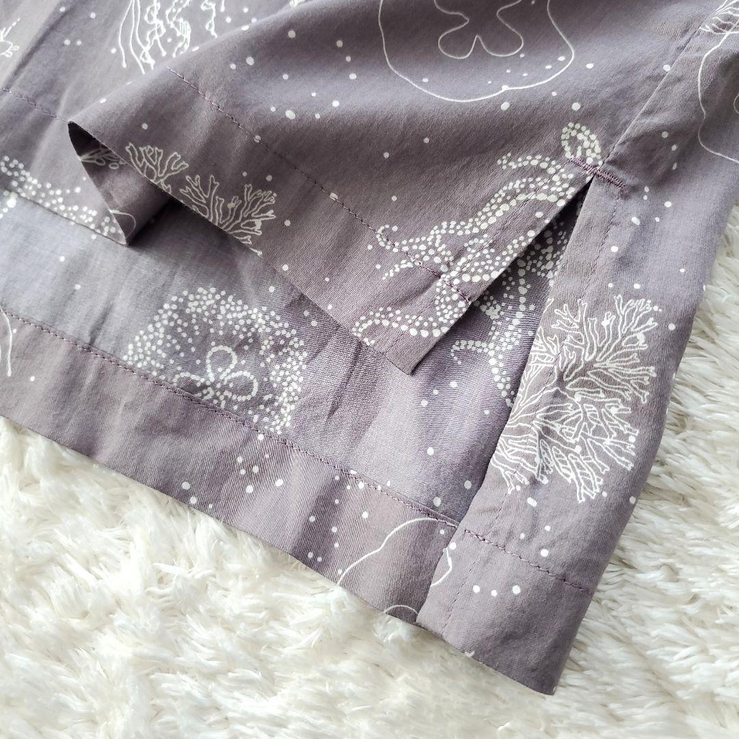 美品 マーブルシュッド Diving コットンサテンブラウス グレー ワイド