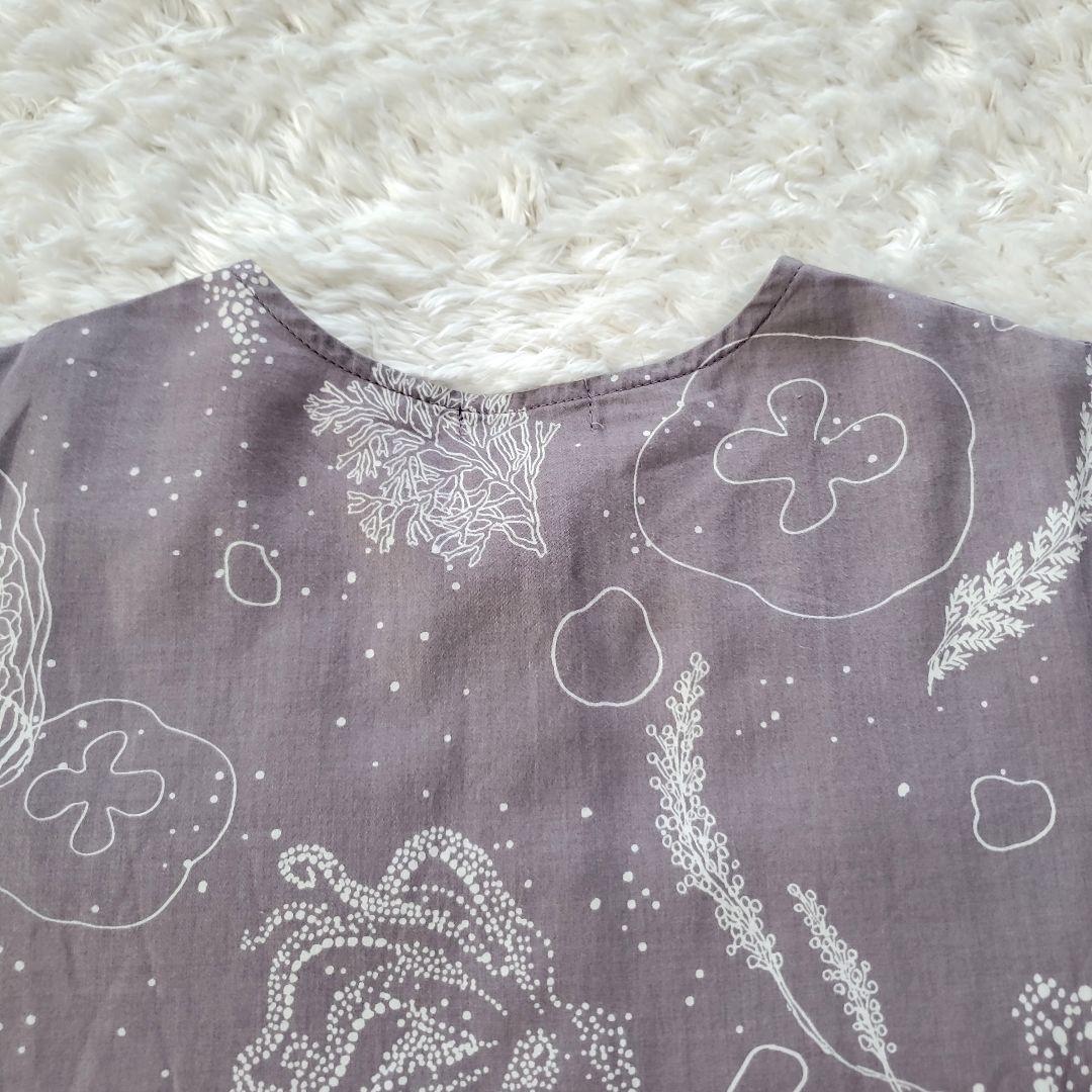 美品 マーブルシュッド Diving コットンサテンブラウス グレー ワイド