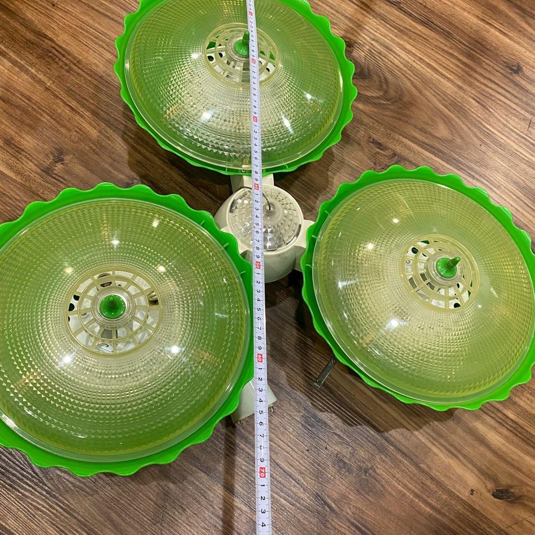 緑 グリーン 3灯 天井照明 昭和レトロ 当時物 レトロポップ インテリア