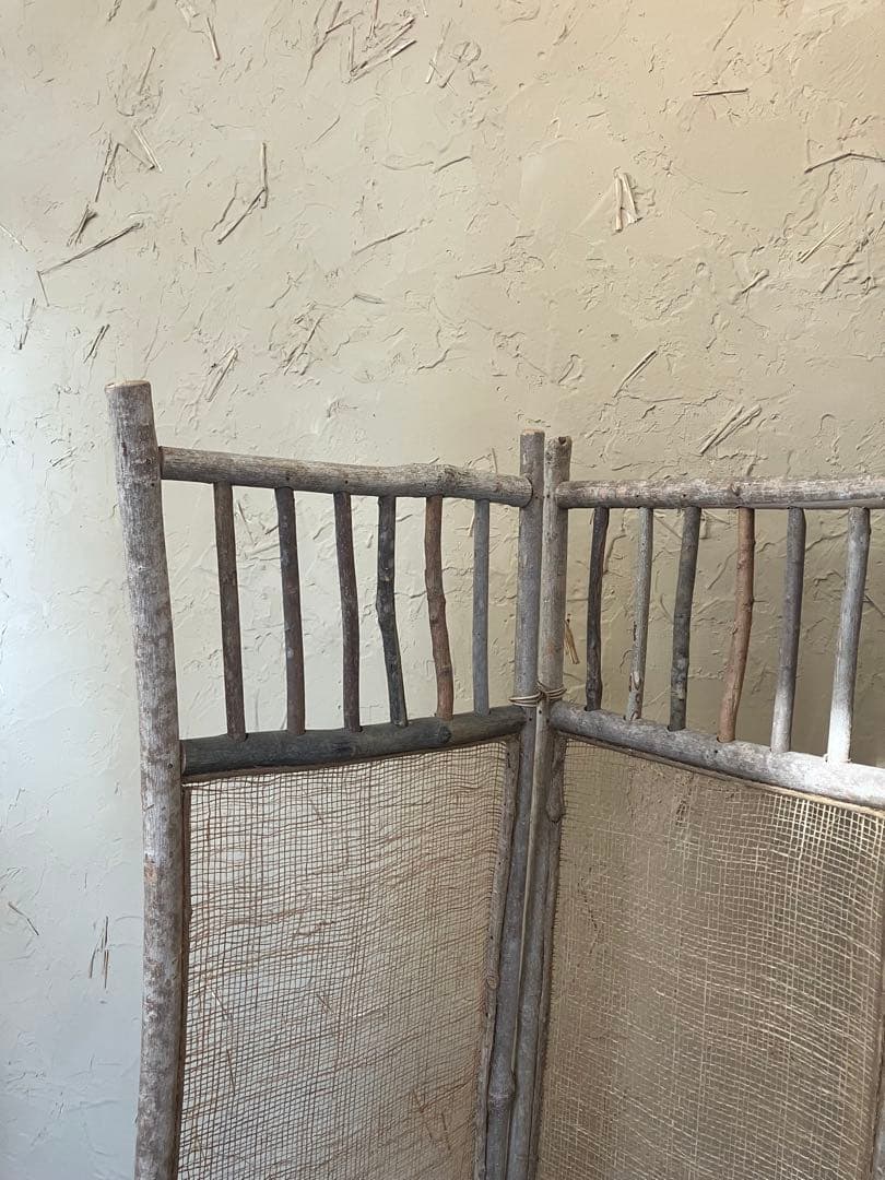 衝立 プリミティブ 自然素材 三つ折り パーテーション 3パネル ついたて