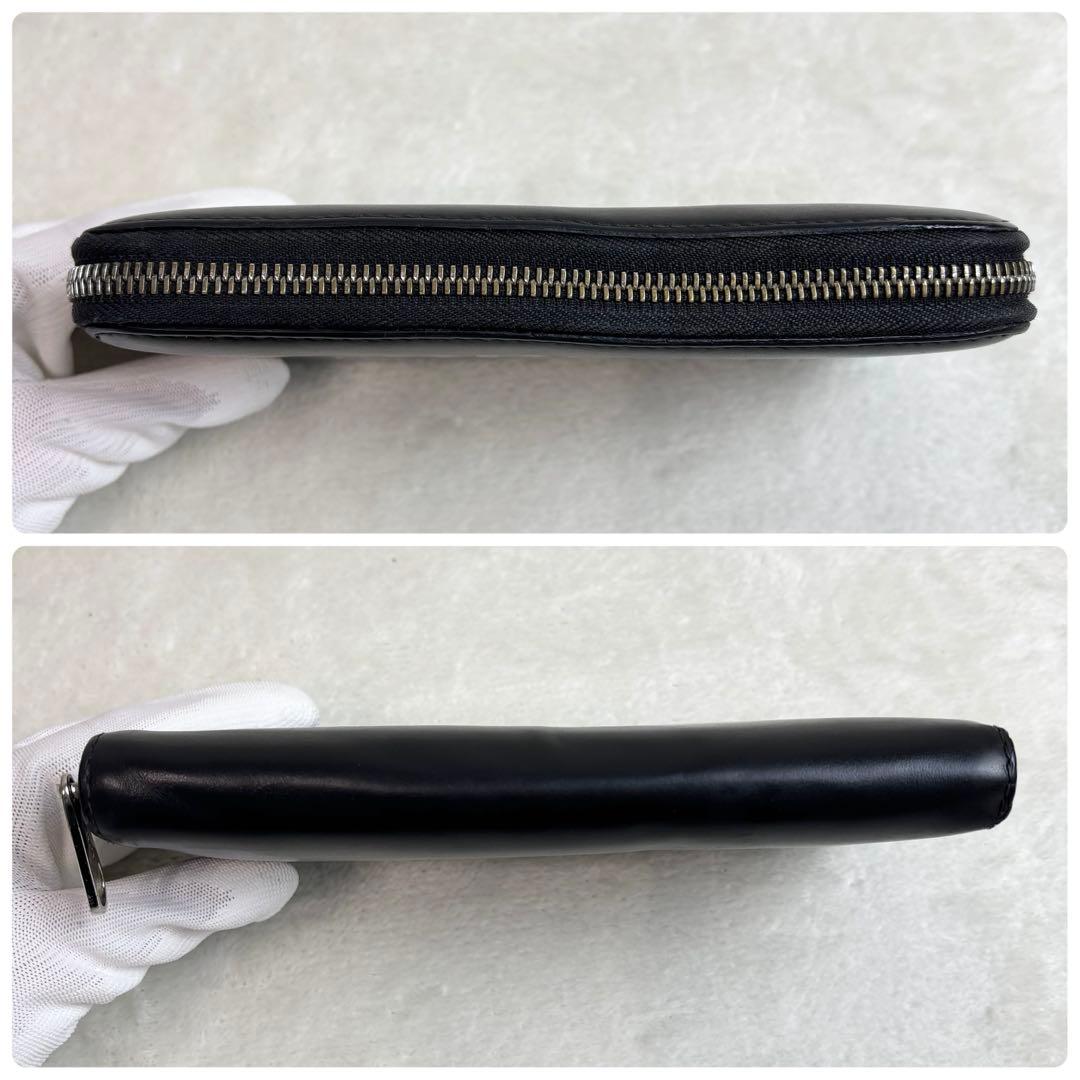 BURBERRY バーバリー　長財布　ラウンドジップ　黒　ロゴプリント　レザー