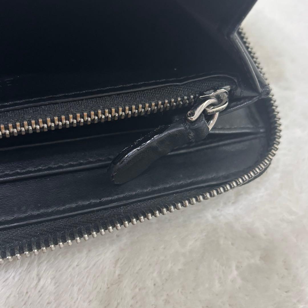 BURBERRY バーバリー　長財布　ラウンドジップ　黒　ロゴプリント　レザー