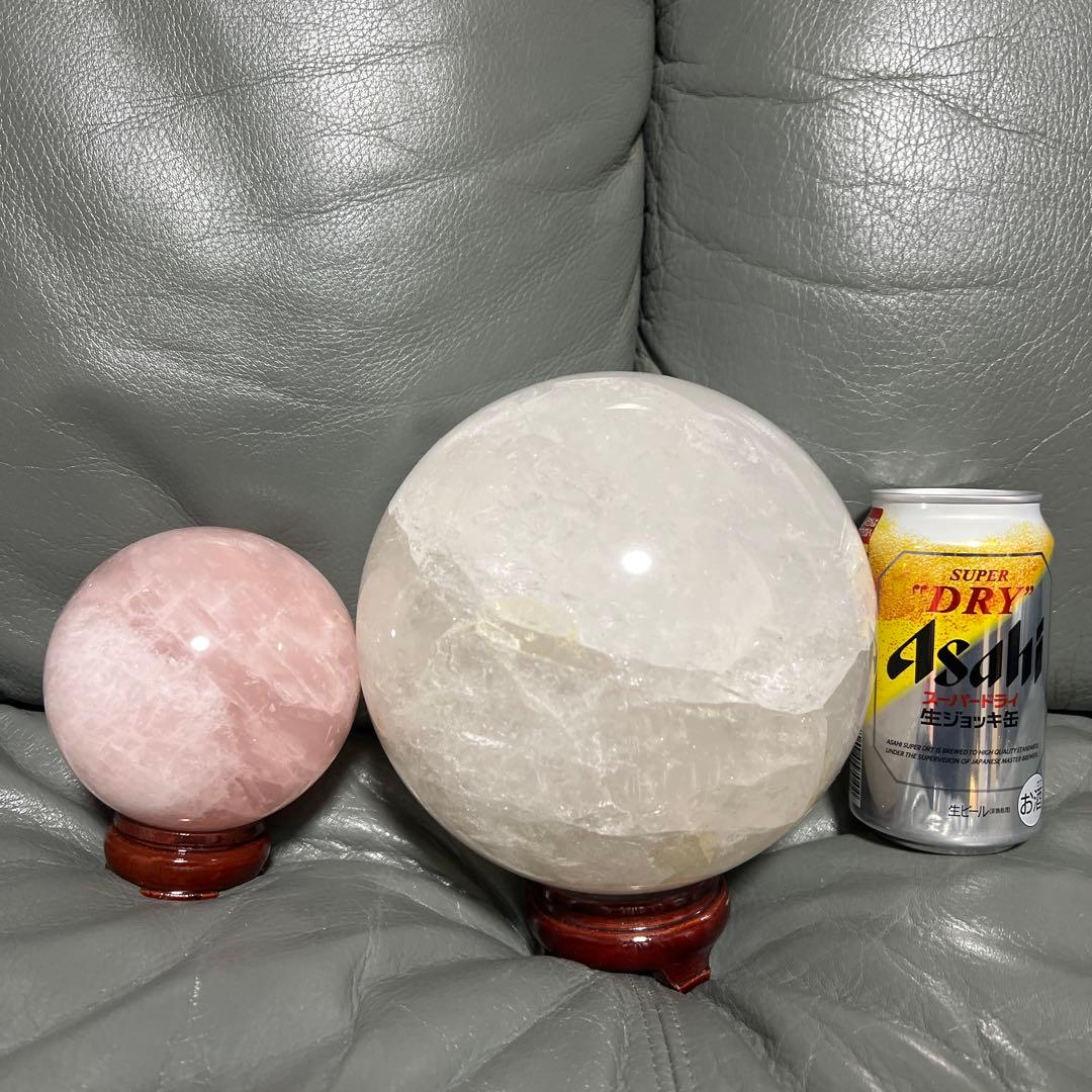 年始特価 美品！水晶玉大玉18cm3.3kg ローズクォーツ10cm 1kg