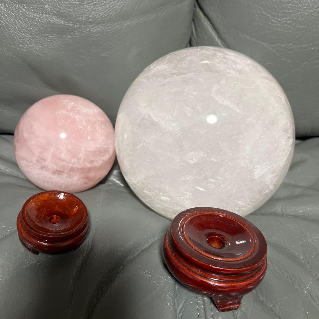 年始特価 美品！水晶玉大玉18cm3.3kg ローズクォーツ10cm 1kg