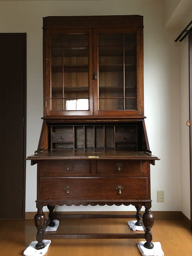 英国アンティーク　ビューロー　キャビネット/本棚/ガラス食器棚/飾り棚/店舗什器