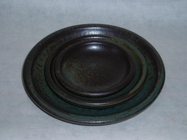 益子焼「丸皿（イラボ）４寸～７寸」３枚組【 送料確認用出品 】