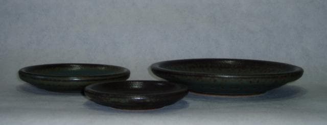 益子焼「丸皿（イラボ）４寸～７寸」３枚組【 送料確認用出品 】