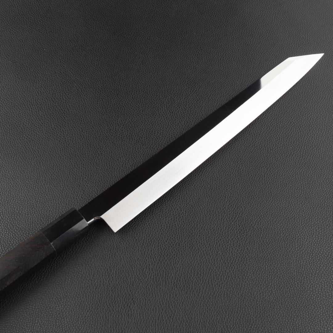 11162鏡面仕上げ 切付包丁 尺 刃は究極の切れ味 刺身包丁 黒檀黒水牛八角柄