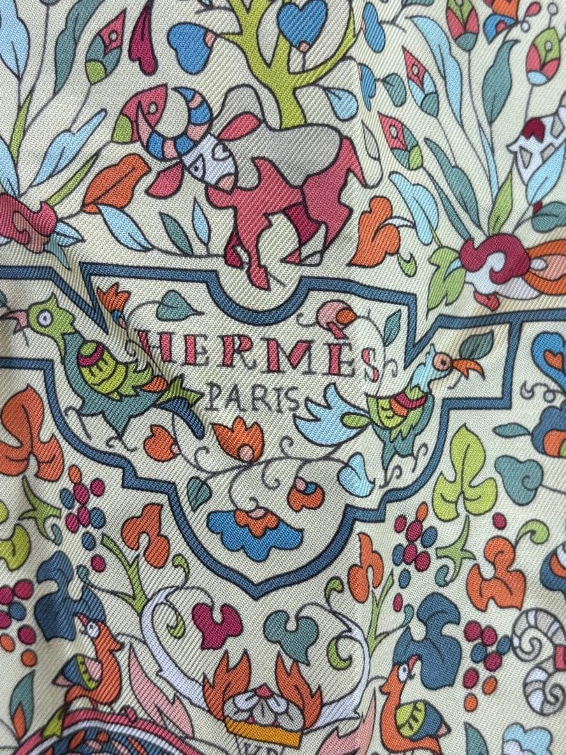 フランス製 HERMES シルク 絹 大判 スカーフ ヴィンテージ オールド