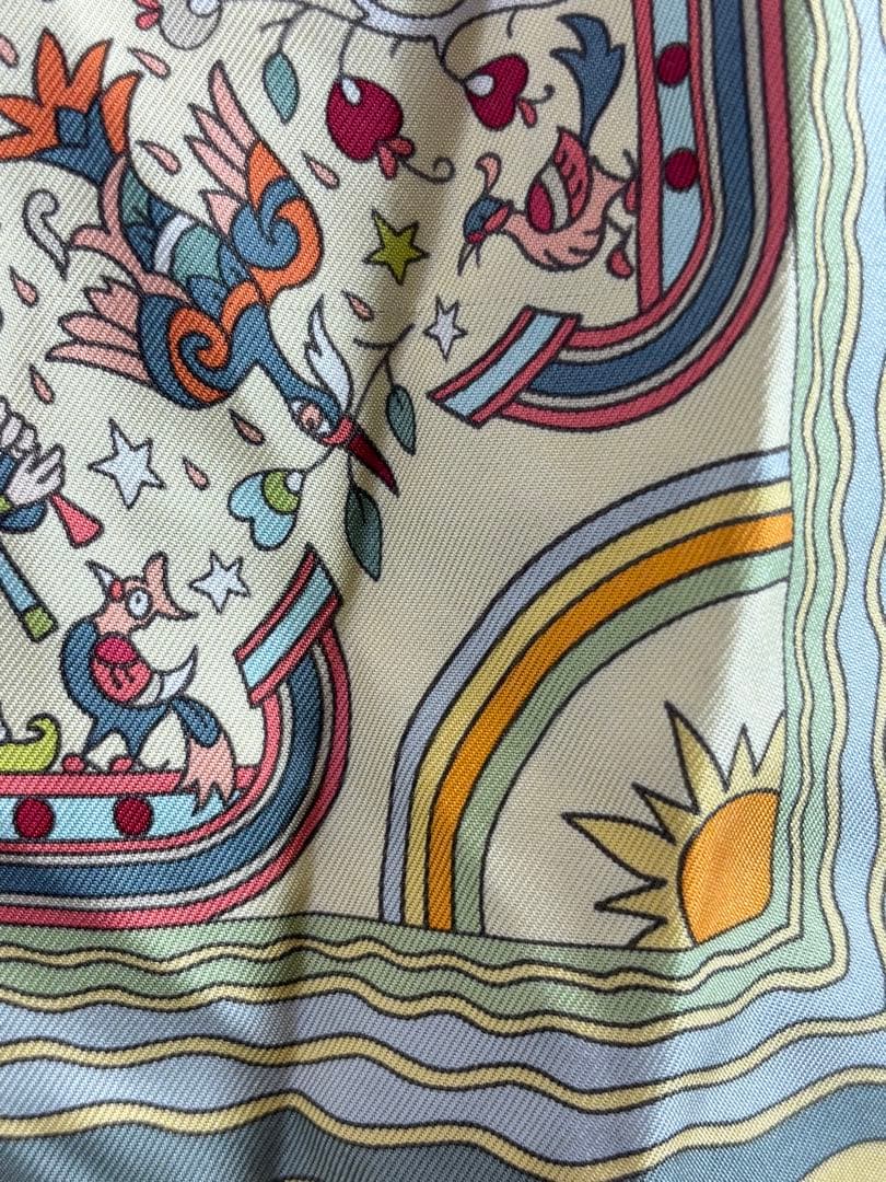 フランス製 HERMES シルク 絹 大判 スカーフ ヴィンテージ オールド