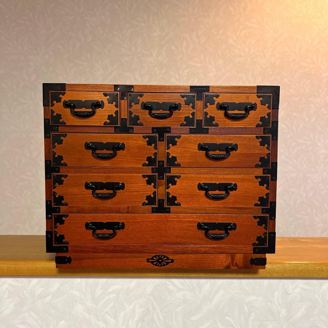 木製 8杯 小箪笥 小引出し 小物入れ ミニタンス 民芸家具 アンティーク