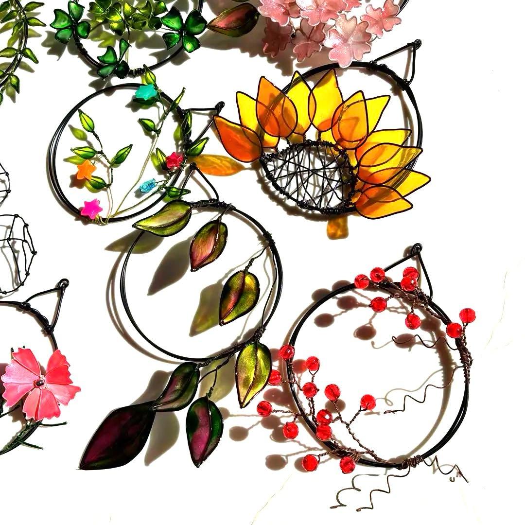 ミニリース12点セット　ワイヤークラフト　ディップアート　壁飾り　インテリア